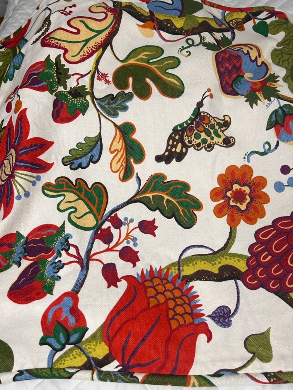 Pottery Barn Multicolor Floral and Leaf Print on Cream 24x24(euro)
